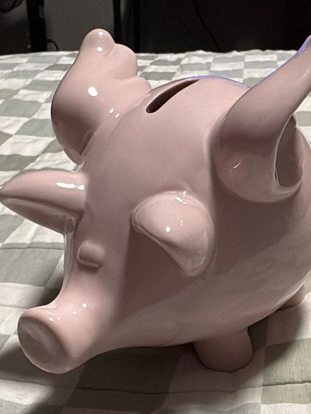 Pink Ceramic Pig Figurine Bank - Cute Home Accent